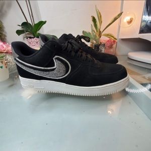 Nike Air Force 1 07 LV8 Chenille Swoosh Black Grey